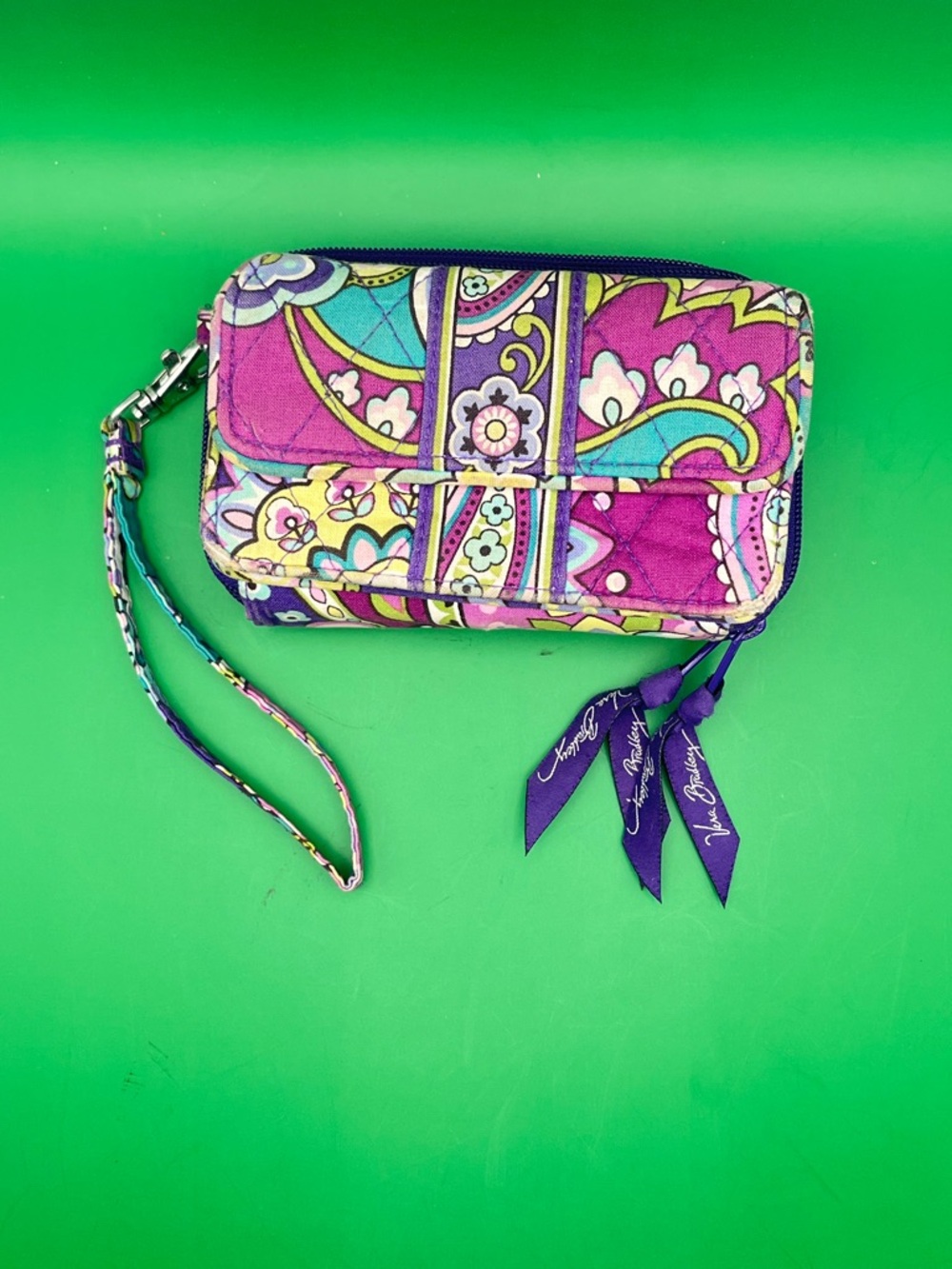 Vera Bradley Small Purple Patterned Clutch Wristlet